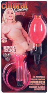 Clitoral Vibrating Pump Clear Pink with Batteries